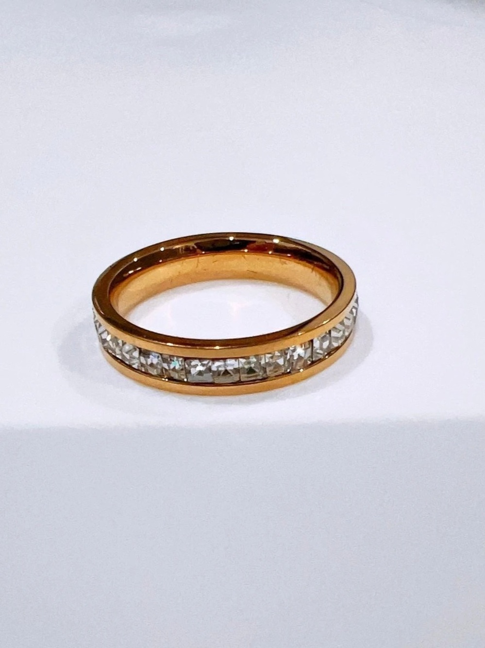 Gold-Tone Gold Plated Ring with CZ Stones